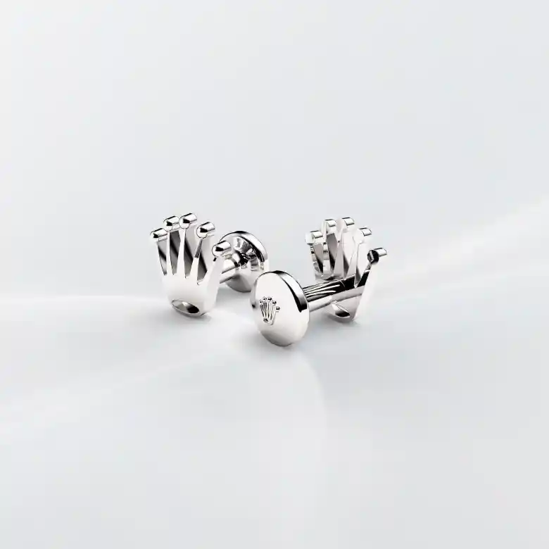 Rolex ‘Crown’ cufflinks in White gold, a1019 at Orologeria Bastiani