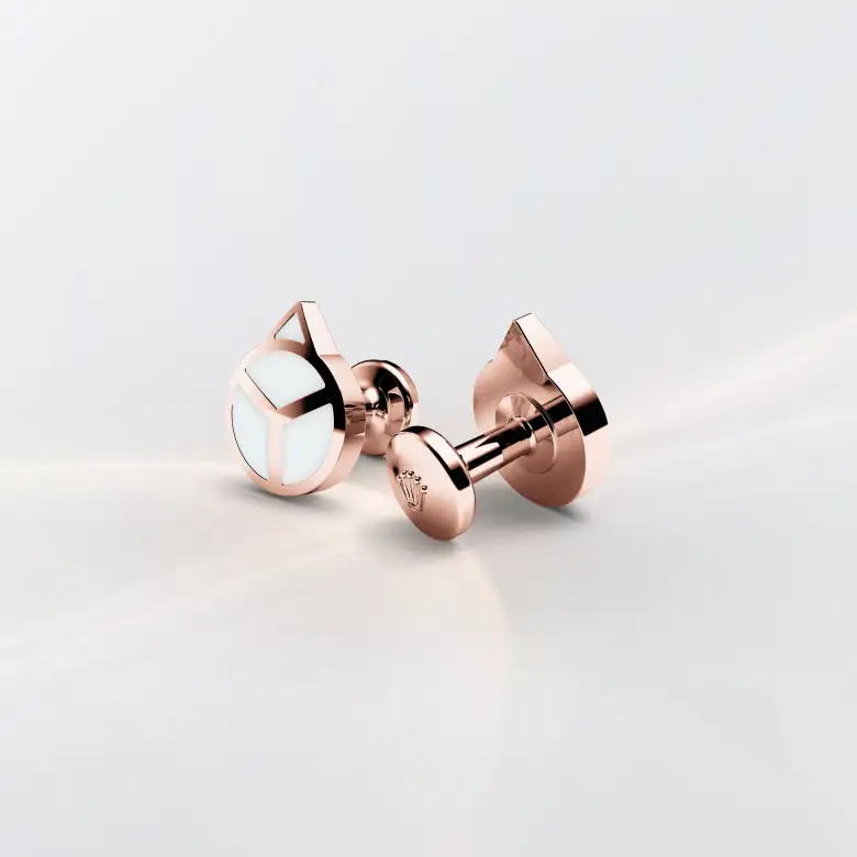 Rolex ‘Hand’ cufflinks in Everose gold and luminescent material, a1025 at Orologeria Bastiani