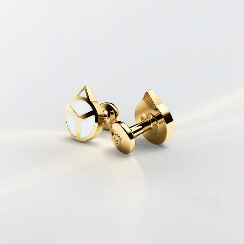 Rolex ‘Hand’ cufflinks in Yellow gold and luminescent material, a1028 at Orologeria Bastiani